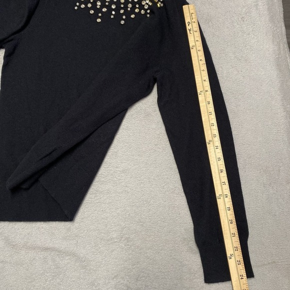 Lilly Pulitzer Odetta Sweater Large Black Rhinestone Merino Wool Cashmere Knit - Picture 5 of 9